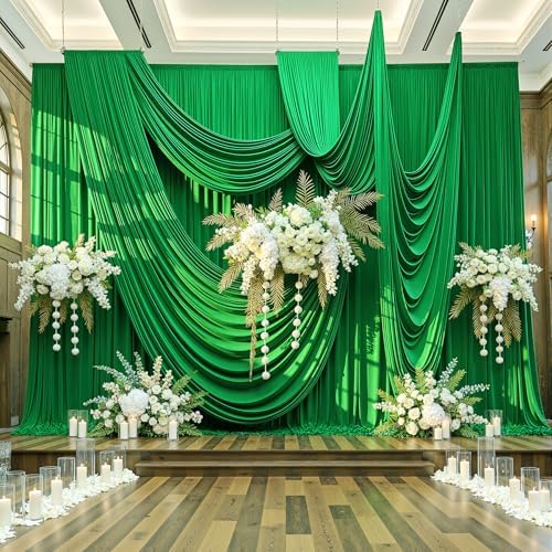 50x12 ft Green Backdrop Curtains for Weddings Parties, Birthdays and Photos - Image 4