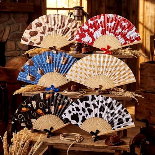 Roowest 36 Pcs Western Folding Hand Fans Bulk, Cowboy Cowgirl Party Favors - Image 5
