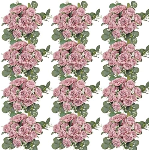 12 Bundles Dusty Pink Artificial Peonies Silk Flowers Bulk by Nagobi