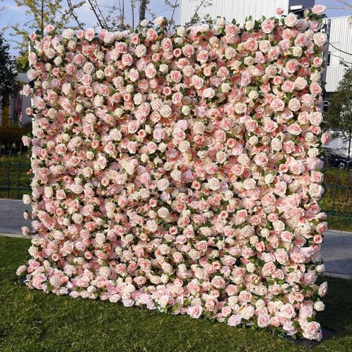 Artificial Flower Wall Backdrop 8×8 ft (2.4×2.4 m), 2 Panels 4×8 ft Each, Realistic Blooms for Wedding Ceremony, Photo Booth & Baby Shower,Stand/Frame Not Included - Image 2