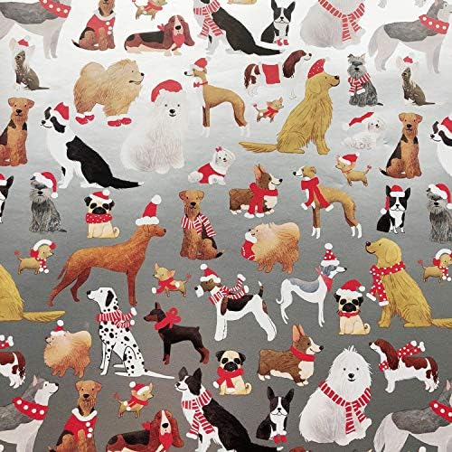 Jillson Roberts Kids Christmas Wrapping Paper Roll Bundle (25 sq ft per roll, 100 Total Sq Ft) Holiday Hedgehog, Dogs, Cats, Sleigh, 4 Pack - Image 4