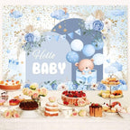20X10ft Blue Baby Shower Backdrop Cute Blue Boho Floral Baby Shower Backdrop, Boy's or Girl's Baby Shower Party Backdrop Decor Cartoon Baby Shower Birthday Party Background Photo Booth Props - Image 4