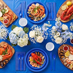 Tinybee 352 Pcs Blue Plastic Plates, Disposable Dinnerware Set for 50 - Image 4