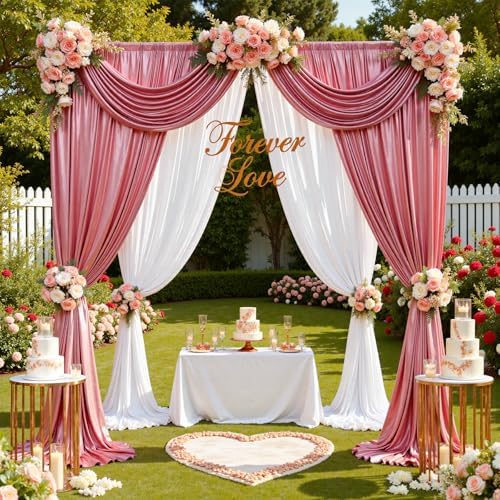 10x10ft Rose Gold Sequin Backdrop Curtain for Wedding Parties,2 Panels 5x10ft Thick Wrinkle Free Shimmer Glitter Rose Gold Photo Backdrop Drapes Curtains for Birthday Photography Background Cloth - Image 3