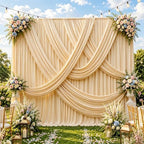 30ft x 10ft Champagne Backdrop Curtains for Parties, 6 Panels 5ft x 10ft Wrinkle-Free Polyester Photo Backdrop Drapes for Wedding Birthday Graduation Baby Shower Photography Background by Gewonelife