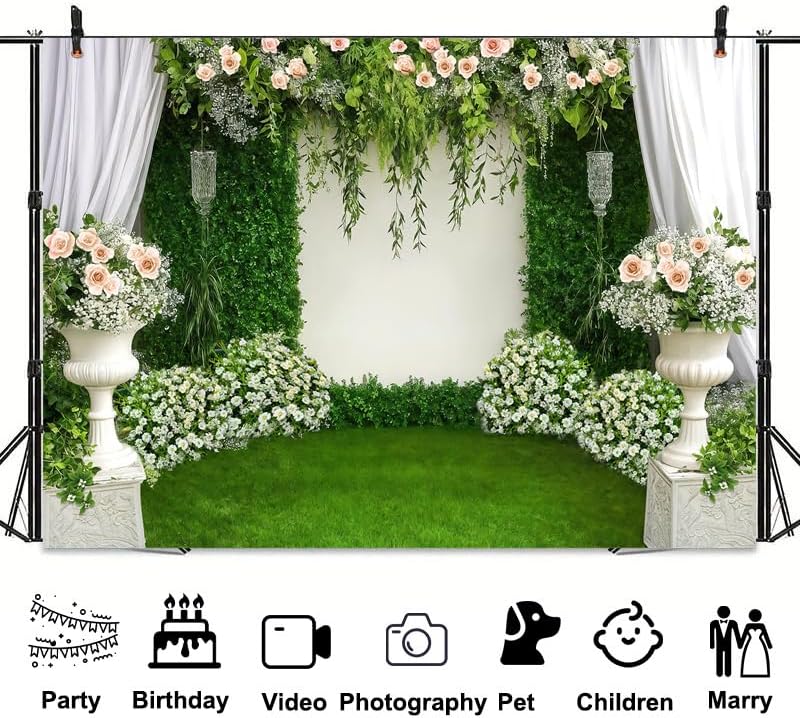 12X10Ft Wedding Backdrop Spring Flowers Background Photography Backdrops for Parties Wedding, Girls Birthday Princess Weeding Bridal Shower Floral Anniversary Ceremony Decor - Image 3
