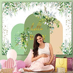 Greenery Boho Arch Baby Shower Backdrop Banner Decoration,Sage Green Oh Baby Banner Sign Backdrops Eucalyptus Leaf Photography Background for Neutral Woodland Baby Shower Party Decor Photo Prop 10x7ft - Image 3