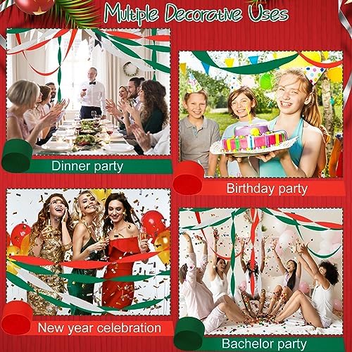 Qilery 36 Rolls Crepe Paper Streamers Hanging Party Decoration Colored Streamers Party Decorations for Birthday Wedding Baby Shower Gender Reveal Engagement (Red, White, Green,1.8 Inch x 98 ft) - Image 7