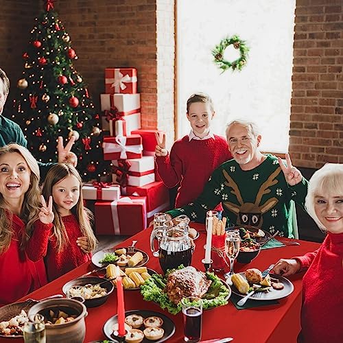 32 Pack Red Plastic Tablecloth for Rectangle Tables, Premium Decorative Red Disposable Table Cloths for Parties, Rectangle Party Table Cover for Birthday, Wedding, Christmas, Anniversary, 54 x 108Inch - Image 7