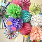 PapaKit Premium Paper Decoration Set - Pom Pom, Honeycomb and Accordion Lantern (Festive Colors) Birthday Party Baby Shower Bride to Be Engagement Wedding Events - Image 5
