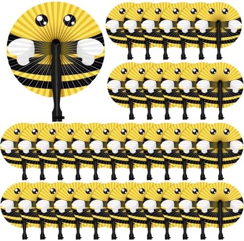 Taiyin 24 Pcs Bee Paper Fans Party Supplies Decorative Handheld Party Favor by Taiyin