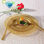 I00000 102 PCS Brown Gold Plastic Plates, Lace Design Disposable Plates, BPA Free Plates Includes: 51 Dinner Plates 10.25 Inch and 51 Salad/Dessert Plates 7.5Inch for Wedding and Party - Image 3