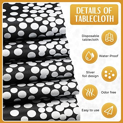Breling 24 Pack Black and Silver Disposable Tablecloth and Table Runner Set - Image 3