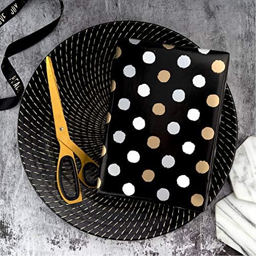 WRAPAHOLIC Reversible Wrapping Paper - 24 inch X 65.6 feet Jumbo Roll Black and Gold Design for Birthday, Holiday, Aniversary Wrap - Image 4