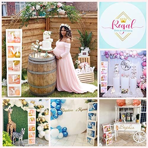 96 PC Bridal Shower Decorations Balloon Boxes White- Transparent Block with BRIDE TO BE + GROOM + A - Z Letters and 40 Balloons- Engagement Bachelorette Parties Weddings Centerpieces Photo Booth Props - Image 4