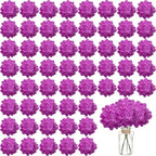 WEISPARK 100PCS Artificial Hydrangea Flowers, Fake Flowers Silk Hydrangea Full Flowers Heads with Stems for Wedding Home Party Shop Baby Shower Decor (Red Purple) by WEISPARK