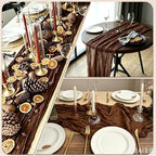 24 Pack Brown Cheesecloth Table Runner 17"x108" Boho Gauze Fabric Table Runner Vintage Rustic Sheer Runners for Wedding Party Bridal Baby Shower Table Decorations - Image 7