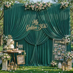 24ftx10ft Wrinkle Free Hunter Green Backdrop Curtain - 10 Feet Photography Backdrop Drapes, Silky Polyester Back Drop Cloth for Wedding Baby Shower Balloon Arch Background - Image 3