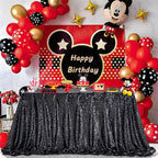 Black Party Decorations Sequin Tablecloth Glitter Overlay Drapes 90x90 Inch by QueenDream