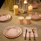 JOLLY PARTY Pink and Gold Paper Plates 350 PCS Disposable Dinnerware Set - Image 5