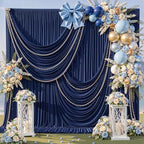 10ft x 10ft Navy Blue Backdrop Curtains, Navy Blue Drapes Backdrop Fabric by HBBMAGIC