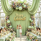 20ft x 10ft Sage Green Backdrop Curtains for Parties, 4 Panels 5ft x 10ft Wrinkle-Free Drapes for Wedding Backdrop Engagement Bridal Shower Boho Rustic Baby Shower Photo Background Curtain - Image 5