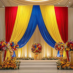 15×10 FT Wrinkle Free Red Yellow Blue Backdrop Curtains for Parties, 6 Panels 2.5×10ft Wrinkle Free Soft Polyester Drapes for Backdrop Decor Themed Party Baby Shower Photo Background Curtain - Image 7