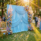 10x8ft Wrinkle Free Baby Blue Backdrop Curtains for Parties, Thick Fabric Backdrop Drapes for Wedding Birthday Photography Baby Shower Party Background by ENJOYYOURPARTY