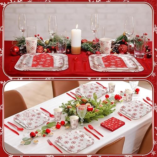 350 Pcs Christmas Paper Plates and Napkins Set Disposable Serve 50 - Image 6