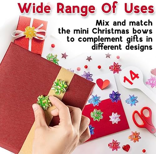 110 Pcs Decorate Supplies Shiny Red Bows for Gift Wrapping, 1 in Mini Gift Wrap Bows for Xmas Decor, Hanukkah, Birthdays, Weddings, Bridal Showers, Baby Showers Occasion (Rainbow Red 110 Pcs Set) - Image 3