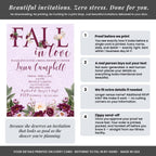 Amanda Creation Fall in Love Bridal Shower Invitations, 20 Personalized 5x7 Purple Bridal Shower Invitations with Envelopes, Purple Peony Autumn Design - Image 3