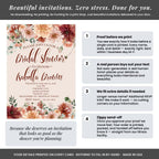 Amanda Creation Fall Bridal Shower Invitations Personalized for Her, 30 5x7 Bridal Shower Invitations with Envelopes, Boho Burgundy Floral - Image 3