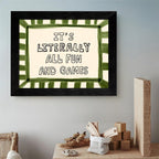 Vintage Framed 12x16 inch It's Literally All Fun And Games Funny Quotes Wall Art Preppy Minimalist Poster Canvas Prints For Kids Living Room Nursery Bedroom Wall Decor - Image 4