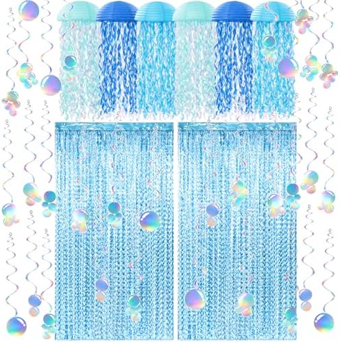 Soulchen 20 Pcs Jellyfish Lantern with Curtain Bubble Streamer, Blue by Soulchen