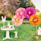 SUNBEAUTY 20inch Giant Hot Pink Orange Tissue Paper Flowers - 4 PCS Large Crepe Tissue Fiesta Flowers Spring Summer DIY Craft for Birthday Wedding Backdrop Bridal Baby Shower Nursery Wall Decorations - Image 7