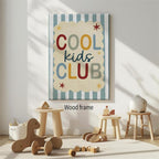 Wrapped Framed 16x20 inch Trendy Preppy Blue Striped Wall Art Cool Kids Club Quotes Poster Modern Funny Toddler Canvas Prints for Kids Playroom Bedroom Wall Decor - Image 4