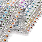Craftdady 10 Yards Flower Rhinestone Mesh Wrap 16 Rows Faux Diamond Bling Mesh Ribbon for Wedding Cakes Birthday Baby Shower Decorations DIY Crafts - Image 2