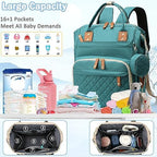 SHITIESHOU Diaper Bag Backpack Baby Bag, Baby Girl Boy Diaper Bag for Dad Mom with Pad, 16 Pockets, Pacifier Case, Large Diaper Bags Unisex for Travel (Green) - Image 2
