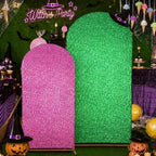 Leinuosen Set of 2 Sequin Pink and Green Arch Backdrop Cover 5ft and 6ft Witch and Princess Theme Party Arch Backdrop Cover Spandex Stand for Witch Princess Party Supplies by Leinuosen