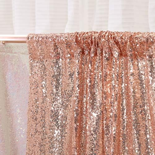 Poise3EHome Rose Gold Sequin Backdrop Curtains,4 Panels 2FTx8FT Glitter Background for Party Birthday Party Baby Shower Wedding Christmas Thanksgiving Halloween Holiday Festival Decor - Image 4