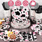 Kochorie 350 PCS Pink Cow Print Party Supplies Set for 50 Guests Includes Cowgirl Pink Cow Party Plates Cups Napkins Utensils for Western Birthday, Baby Shower, Bachelorette Disposable Tableware - Image 4