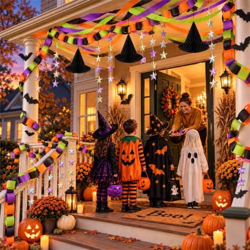 Halloween Decoration Paper Chain Garland, 500 Sheet Strips, Crepe Streamers - Image 2
