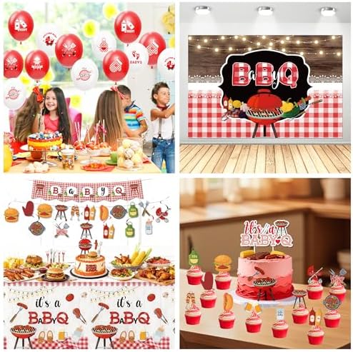 Baby Q Baby Shower Decorations, Red Gingham BBQ Baby Shower Supplies - Image 4