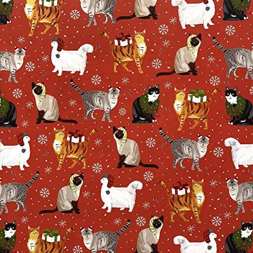 Jillson Roberts Kids Christmas Wrapping Paper Roll Bundle (25 sq ft per roll, 100 Total Sq Ft) Holiday Hedgehog, Dogs, Cats, Sleigh, 4 Pack - Image 5