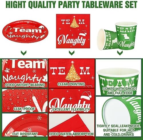 Skylety 200 Pcs Christmas Party Supplies Paper Plate, Serve 50, Team - Image 5