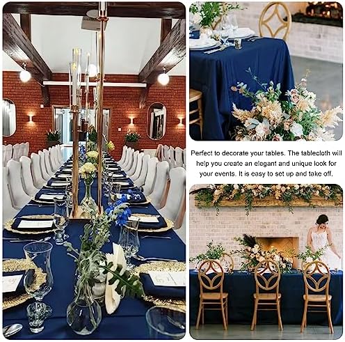 4 Pack Rectangle Tablecloth 90x132Inch Navy Blue Washable Polyester Table Cover for Wedding Dining Table Buffet Parties Banquet Decoration（Navy Blue） - Image 5