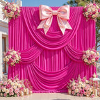30ft x 10ft Hot Pink Backdrop Curtains, Hot Pink Drapes for Backdrop Fabric - Image 2