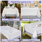 Ridhi Powder Blue Hand Block Print Cotton Rectangle Tablecloth 90 x 60 Inch - Image 5