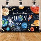 15x8ft Houston We Have a Boy Decorations Backdrop Baby Shower Party Outer Space Rocket Astronaut Planets Star Solar System Background Birthday Party Banner Polyester Fabric - Image 3