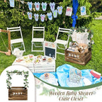 Barydat Wood Baby Shower Basket with Hanger Rack Crate Closet, Dark Walnut - Image 7
